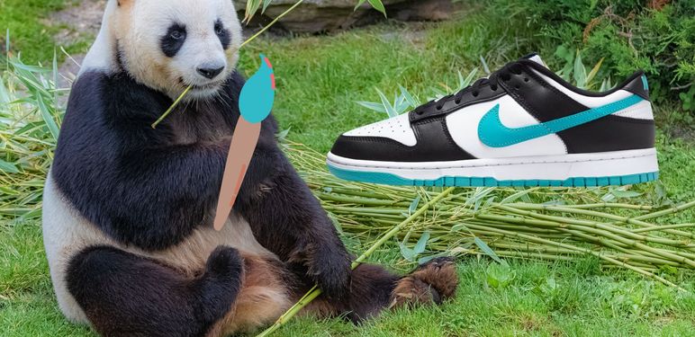 Panda s kisom i tenisice Nike Dunk