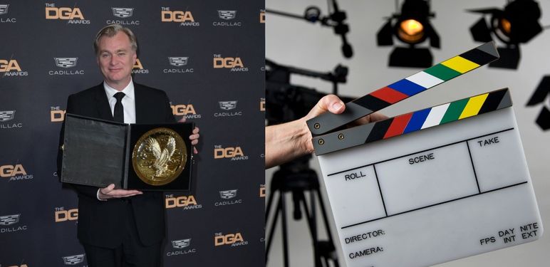 Redatelj Christopher Nolan i redateljska klapa na setu