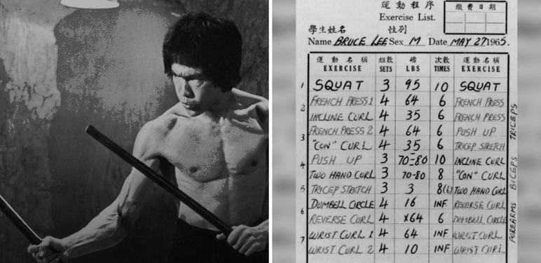 Glumac Bruce Lee i njegova kartica za trening