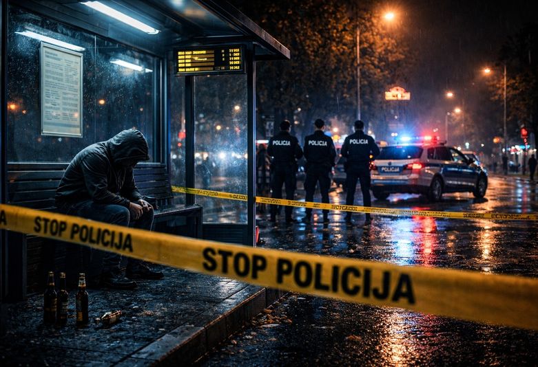 Nasilje na tramvajskoj stanici, ilustracija, AI