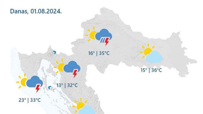 Temperature u četvrtak
