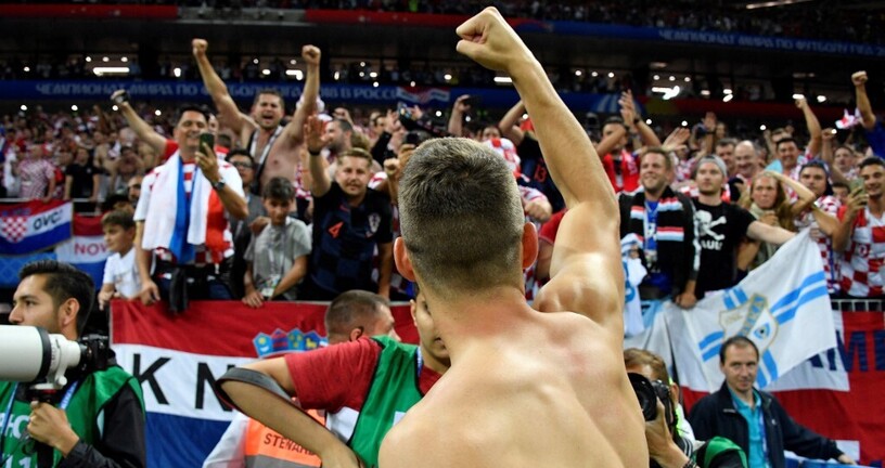 Hrvatski navijači na utakmici Hrvatske i Engleske u Rusiji