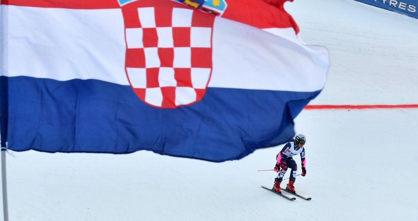 Hrvatska zastava na skijanju (ilustracija)