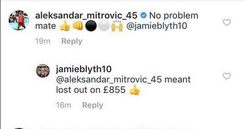 Mitrović odgovorio igraču kladionice (Screenshot: Twitter)