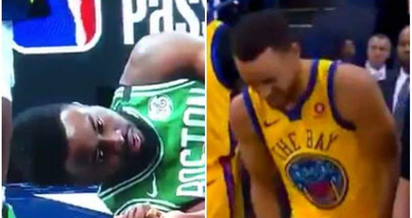 Jaylen Brown i Stepehn Curry (Screenshot Twitter)