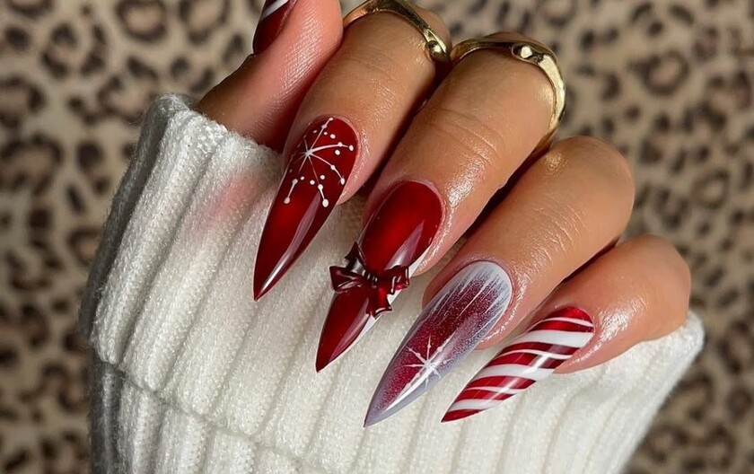 Crvena blagdanska manikura