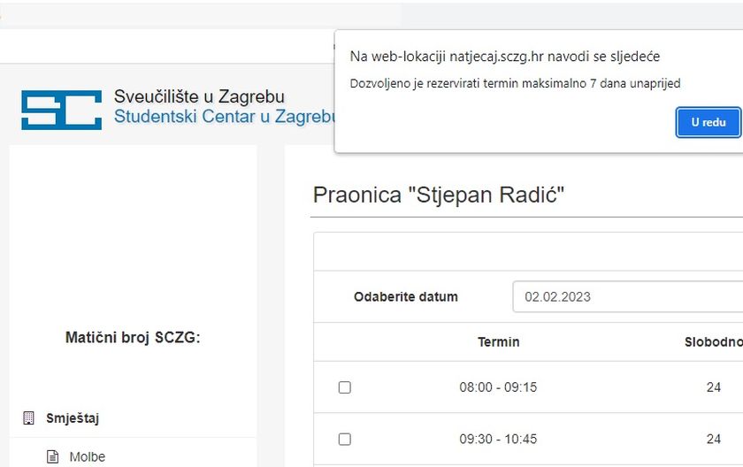 Ograničene rezervacije perilica