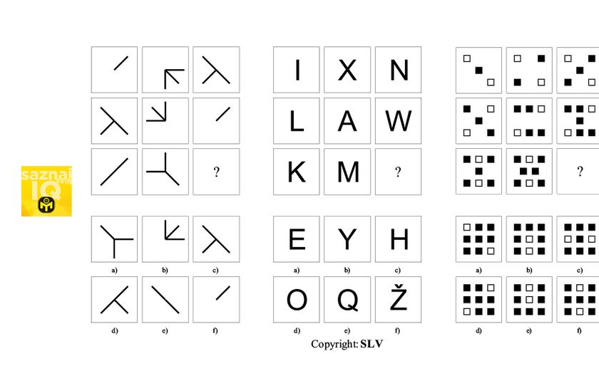 Primjer zadatka s testiranja inteligencije u Mensi.
