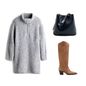 Siva pletena haljina u poslovnoj kombinaciji
