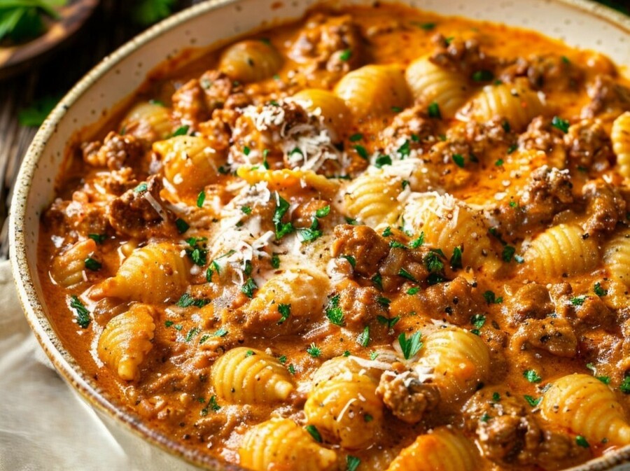 Tjestenina u umaku od mljevenog mesa