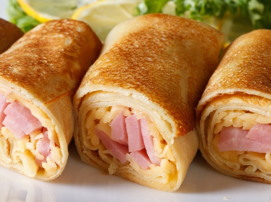 Slane palačinke sa šunkom i sirom