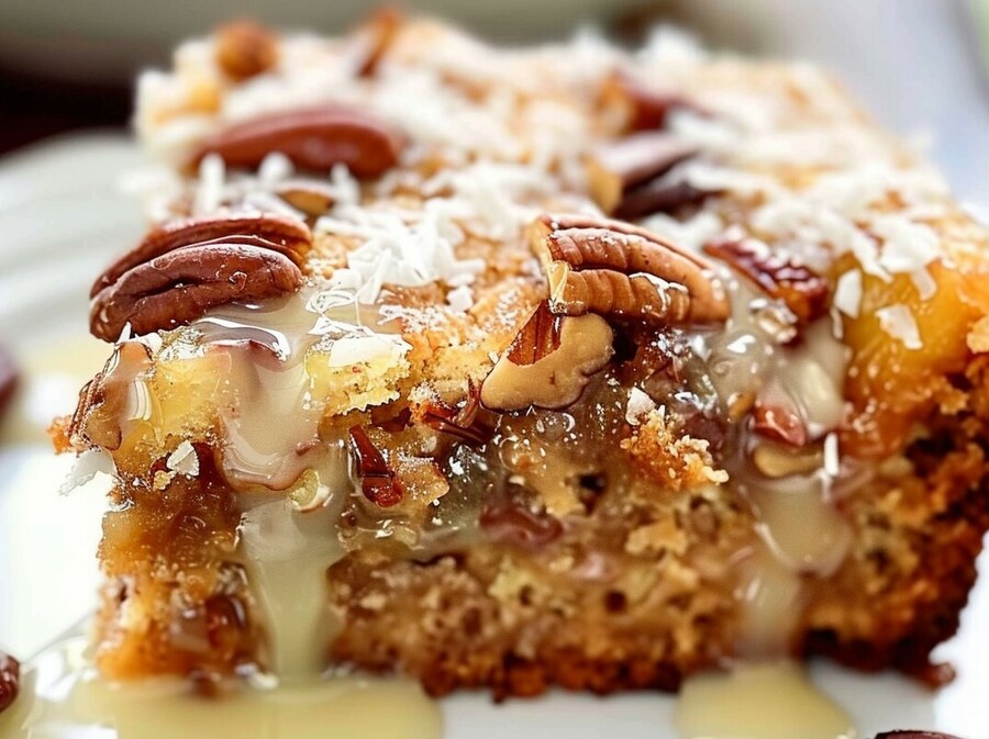 Sočan kolač s ananasom, kokosom i pekan orasima