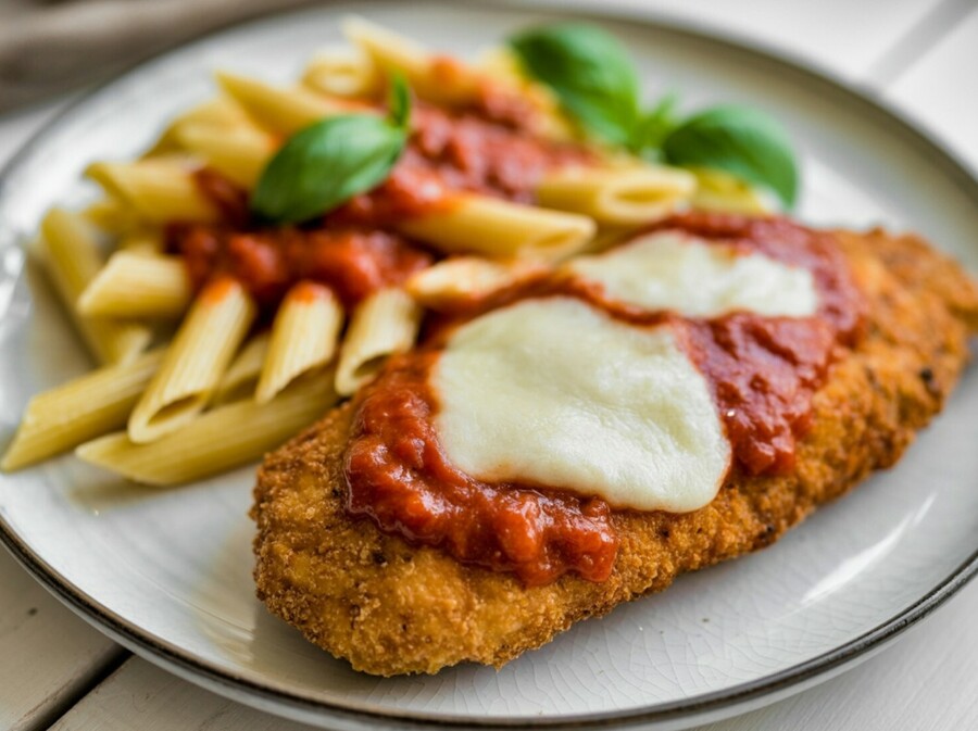 Pohano meso zapečeno s umakom od rajčice i sirom