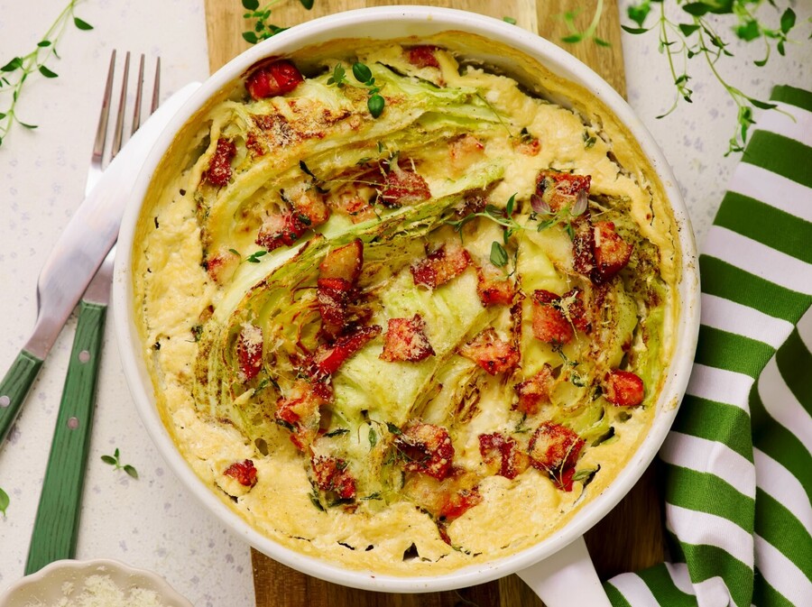 Zapečeni kupus s pancetom i sirom