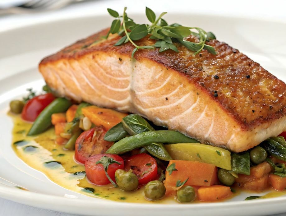 Losos s povrćem i mentom