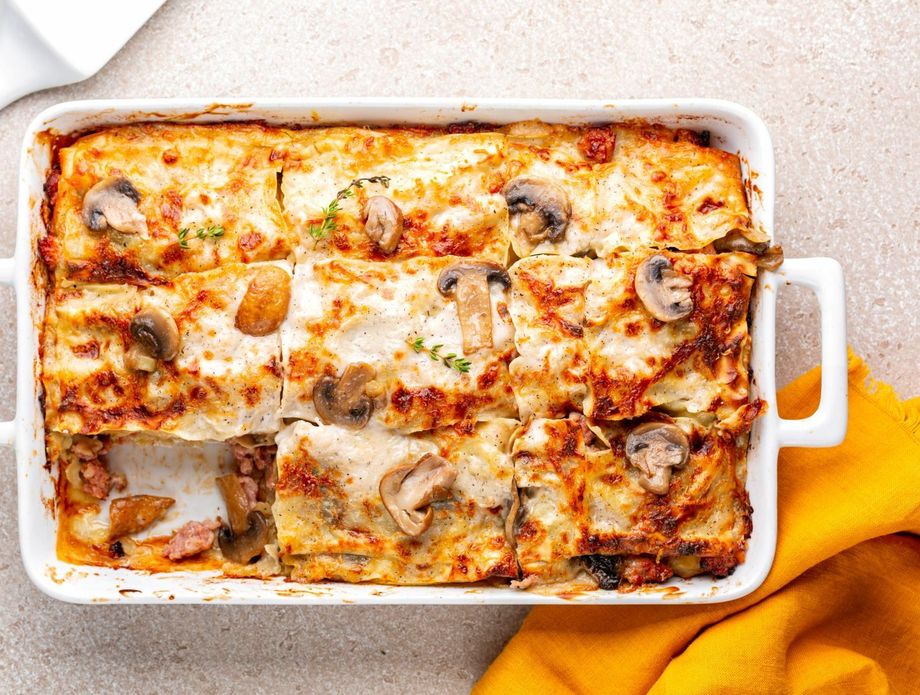 Lazanje s gljivama i špinatom