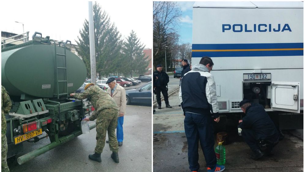 Vojska i policija dijele vodu Brođanima (Foto: MORH/Dnevnik.hr)