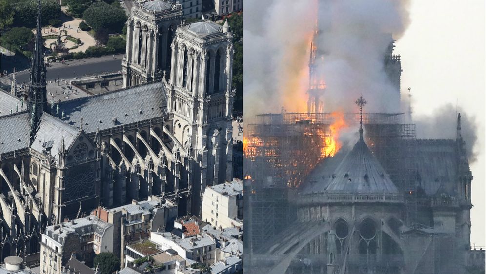 Katedrala Notre-Dame prije i poslije požara (Foto: AFP)