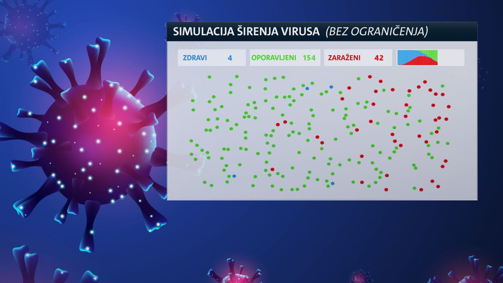 Grafički prikaz širenja virusa 1