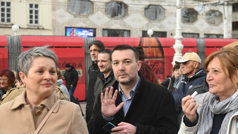 Arsen Bauk na prosvjedu