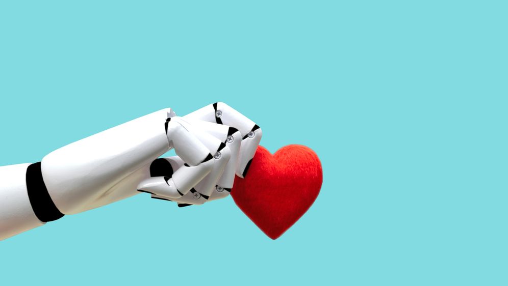 Robot drži srce, ilustracija