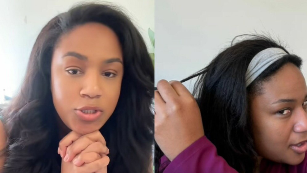 Žena koja objašnjava neugodnu situaciju s leta i pletenica