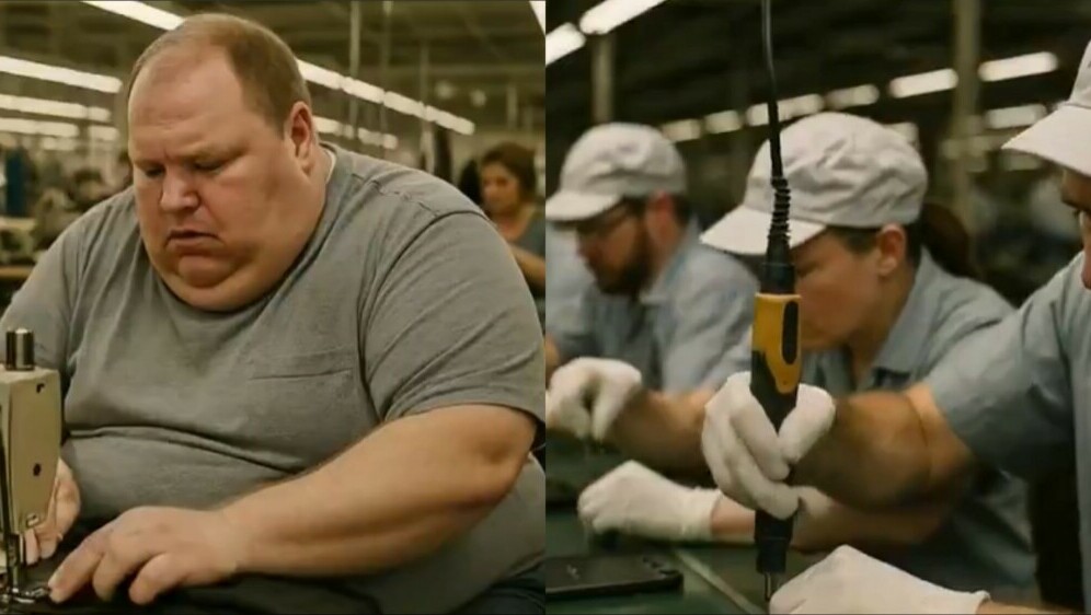 Prikaz američkih radnika u tvornici poput onih u Kini