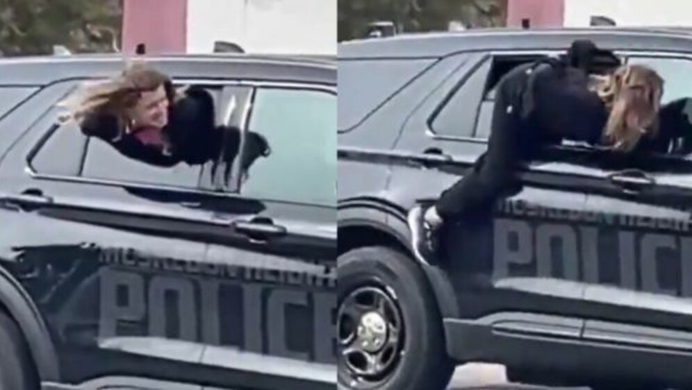 Žena bježi policiji