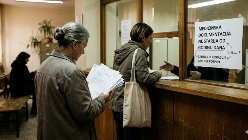 Rasprava na šalteru, ilustracija, AI