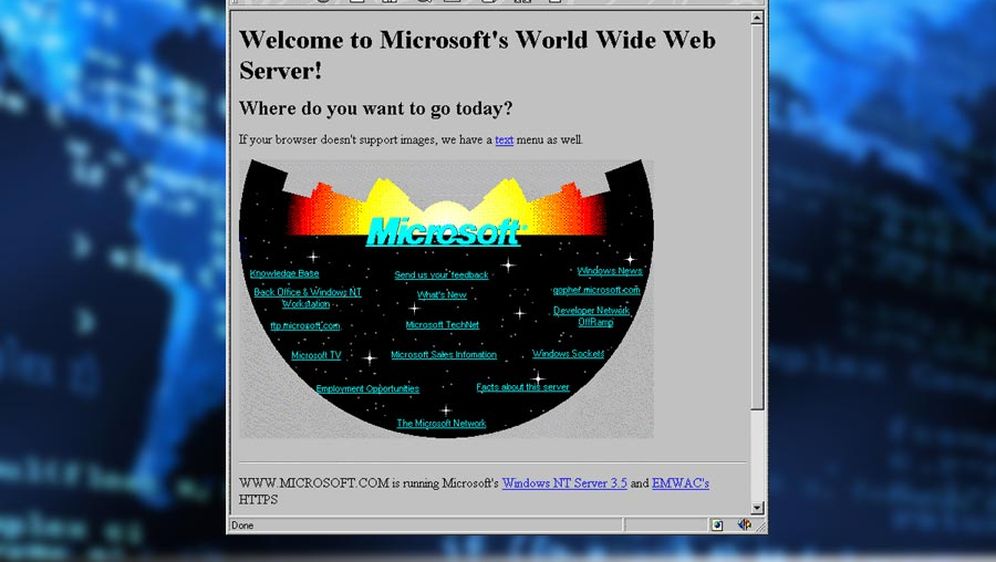 Ovako je izgledala Microsoftova stranica 1994. godine