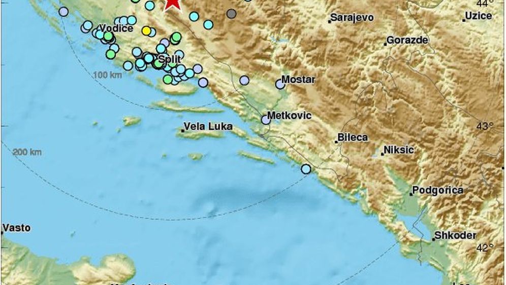 Potres u Dalmaciji (Foto: EMSC/Twitter)