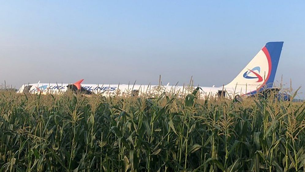 Avion Ural Airlinesa prinudno sletio u polje (Foto: AFP)