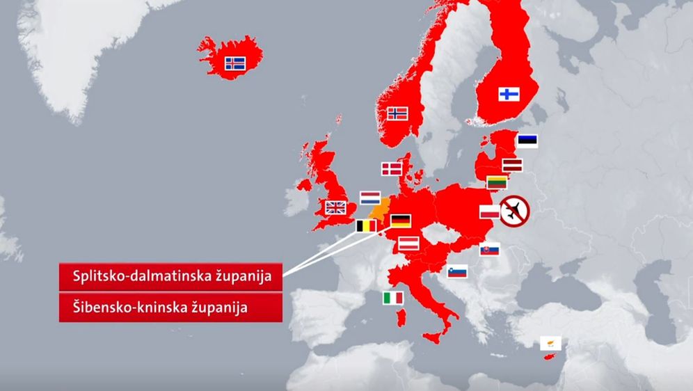 Države koje su Hrvatsku stavile na crvenu listu