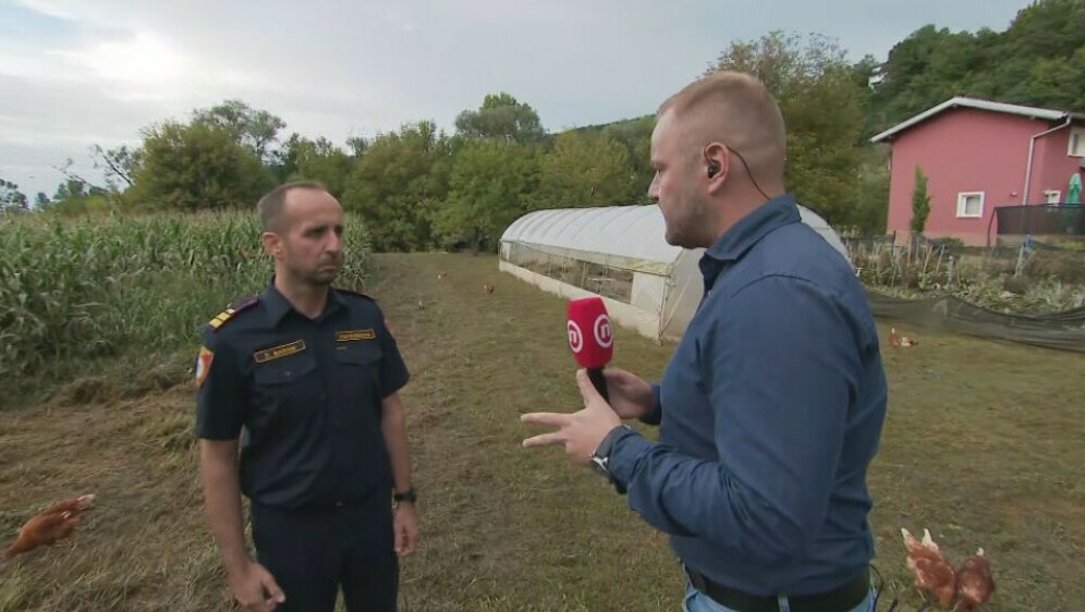 Željko Barun, zapovjednik JVP Zaprešić i Ivan Čorkalo, reporter Dnevnika Nove TV