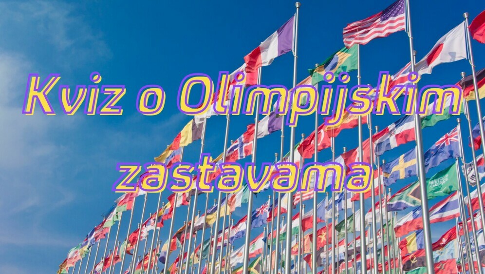 Zastave svijeta i natpis kviz o Olimpijskim zastavama