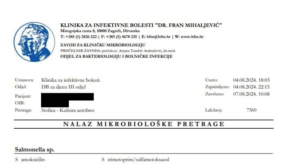 Nalaz na salmonelu