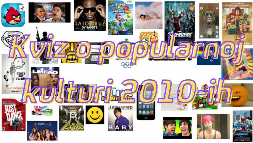 Poznate stvari iz 2010-ih i natpis kviz o popularnoj kulturi