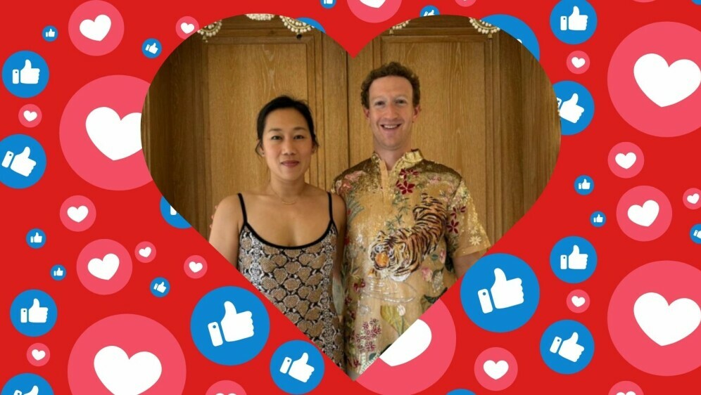 Mark Zuckerberg i njegova djevojka Priscilla Chan u okviru u obliku srca