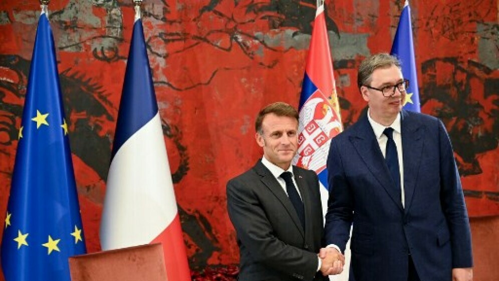 Francuski predsjednik Emmanuel Macron i srbijanski predsjednik Aleksandar Vučić