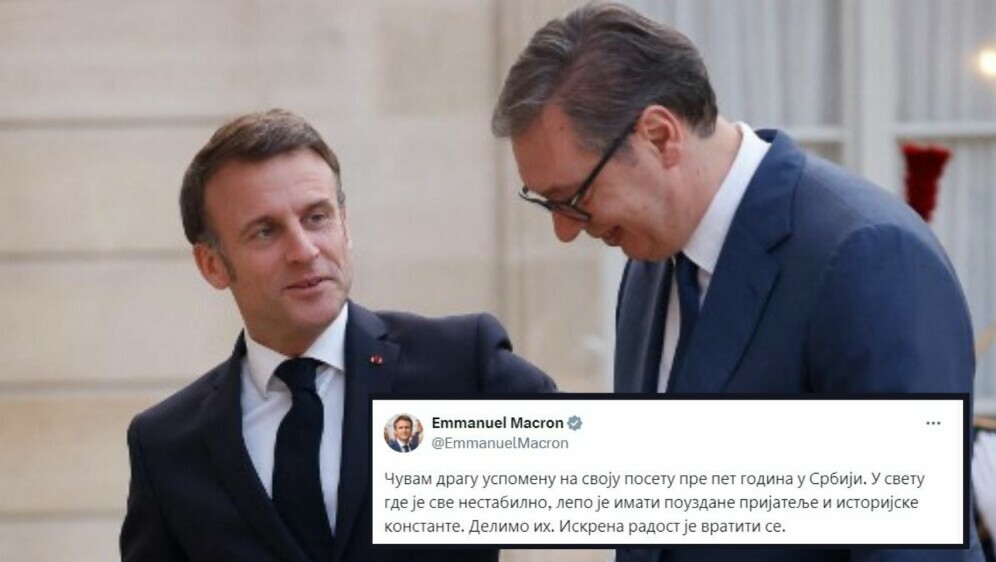 Francuski predsjednik Emmanuel Macron i srbijanski predsjednik Aleksandar Vučić