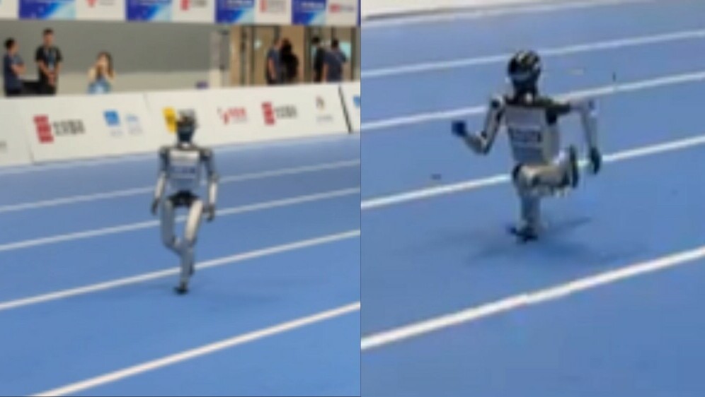 Humanoidni robot kako trči i pada