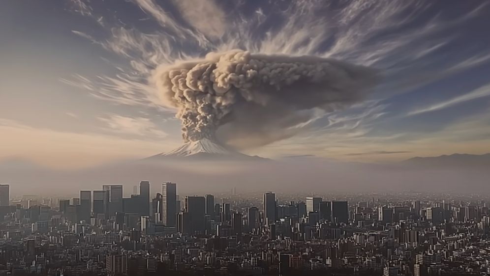 Erupcija Fujija, AI video