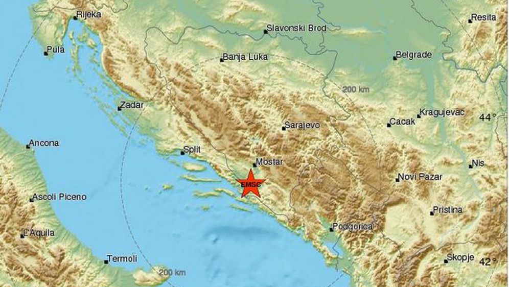 Potres nedaleko Mostara (Foto: www.emsc-csem.org)