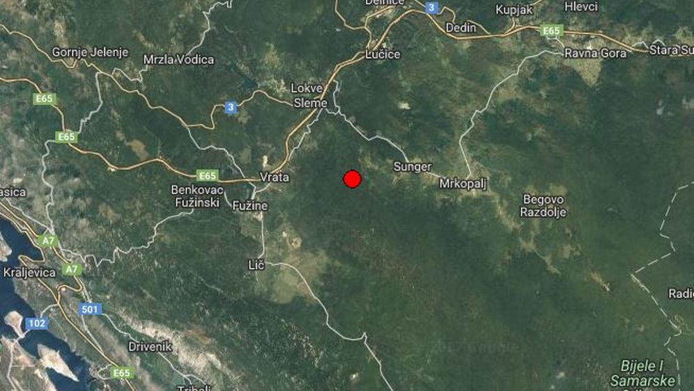 Potres kod Mrkoplja (Foto: EMSC)