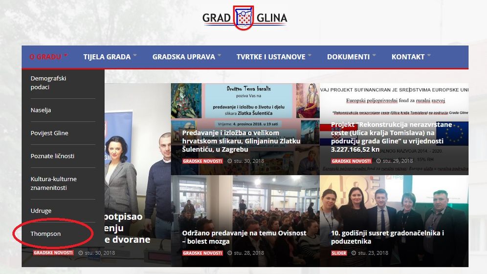 Službene stranice Grada Gline (Foto: screenshot)