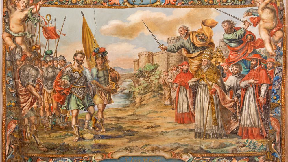 Freska scene susreta Atile i rimskog pape Lea ispred Rimskih zidina