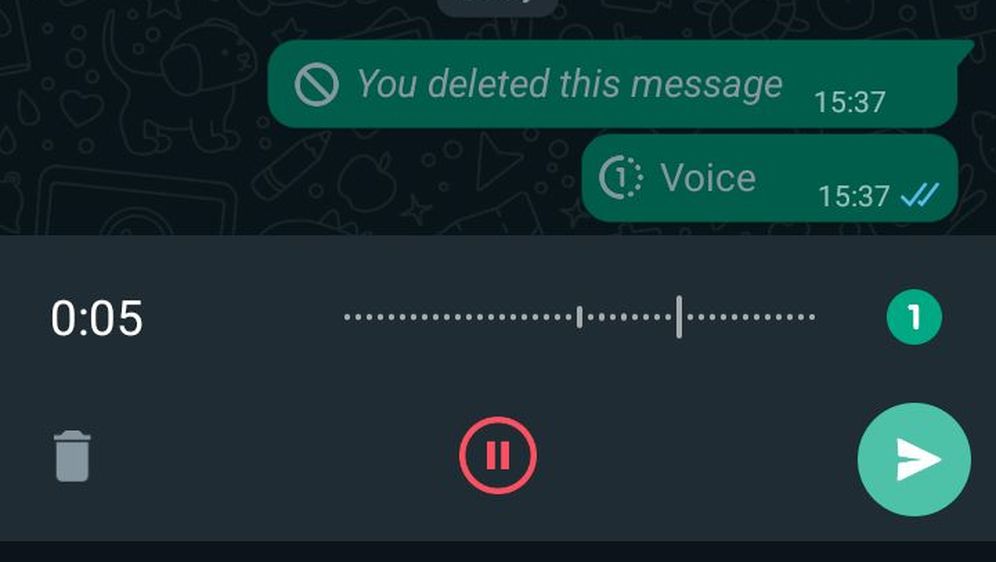Primjer nestajuće glasovne poruke na WhatsAppu