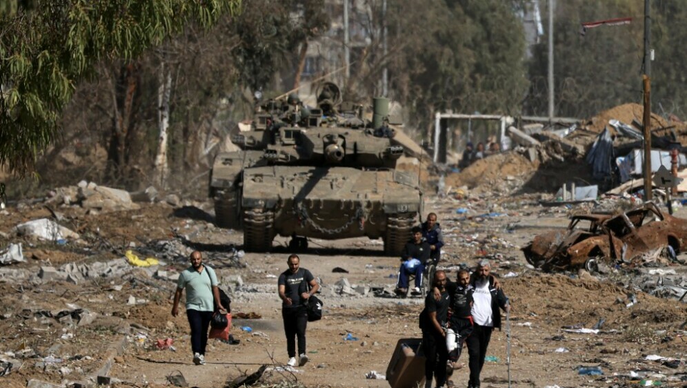 Palestinci koji bježe na sjever, 24. studenog 2023.