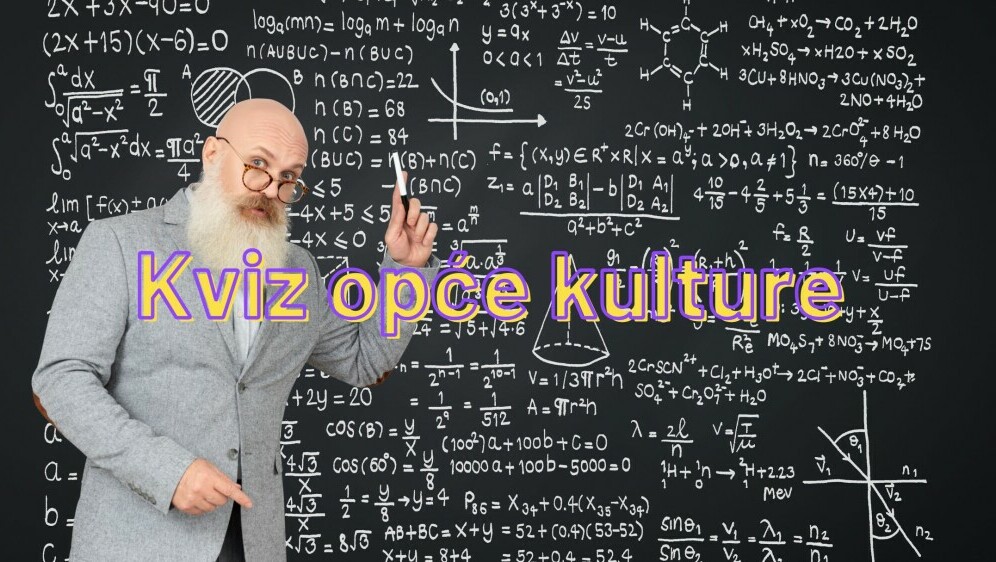 Profesor ispred ploče ispunjene matematičkim formulama i naslov kviza