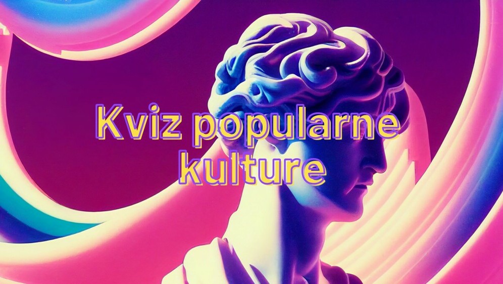 Kip na šaranoj pozadini i naslov kviza